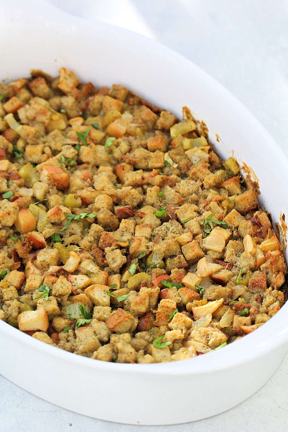Homemade Stuffing Served with Apple Sauce