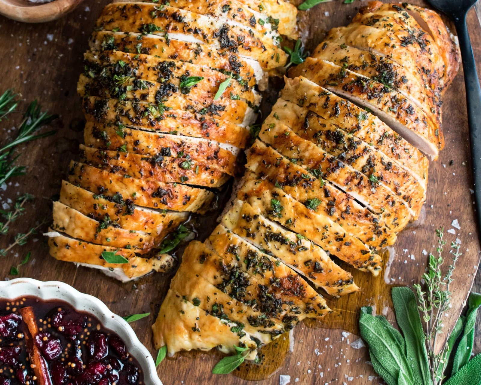 BBQ Irish Turkey Breast Served with Cranberry Sauce